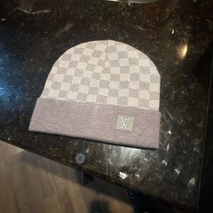 Louis Vuitton Checkered Gray Beanie